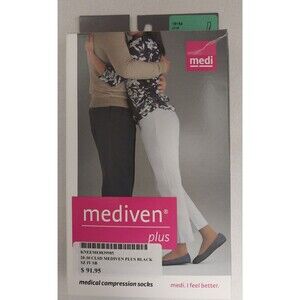 Mediven Plus Compression Socks Unisex Calf CT Black Top band  Size 4 20-30 16154